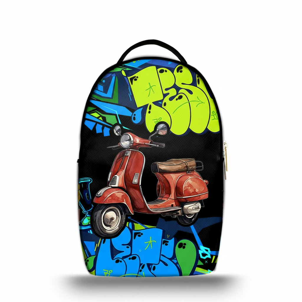 Zaino Ermes Madinbo - Made in Italy - Unisex - Porta computer -  Zaino Scuolta - Zaino Lavoro - Grafica Vespa