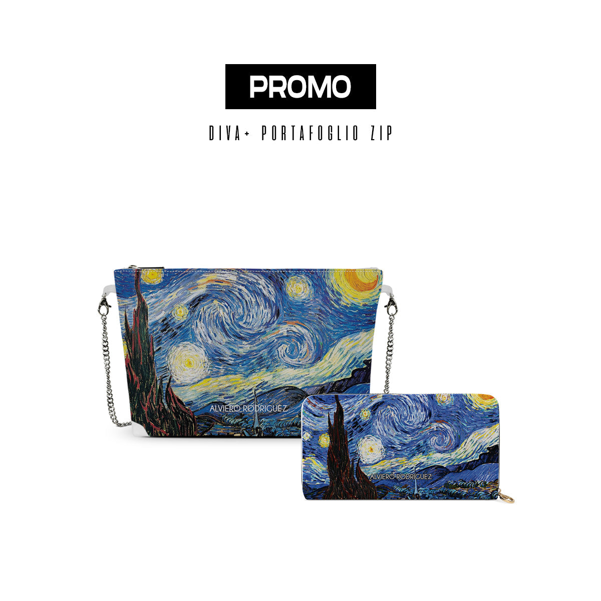 Promo diva + Portafoglio Zip bianca Notte Stellata