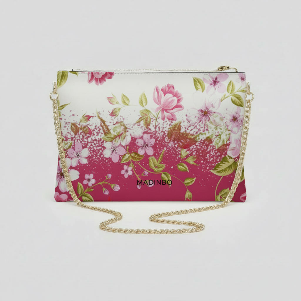 ELISA BAG di MADINBO -  Made ITALY - FIORI BIANCO E ROSA
