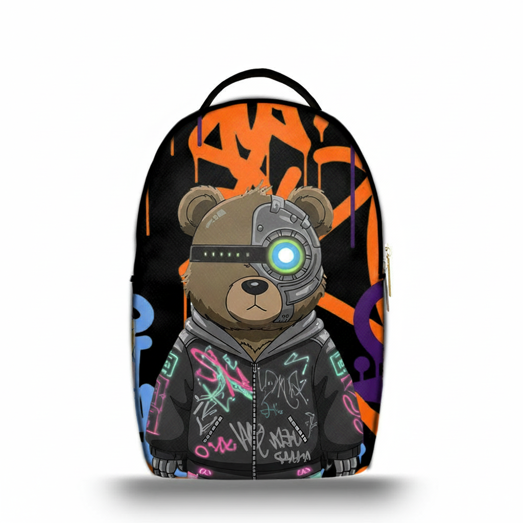 Zaino Ermes Madinbo - Made in Italy - Unisex - Porta computer -  Zaino Scuolta - Zaino Lavoro - Grafica Teddy