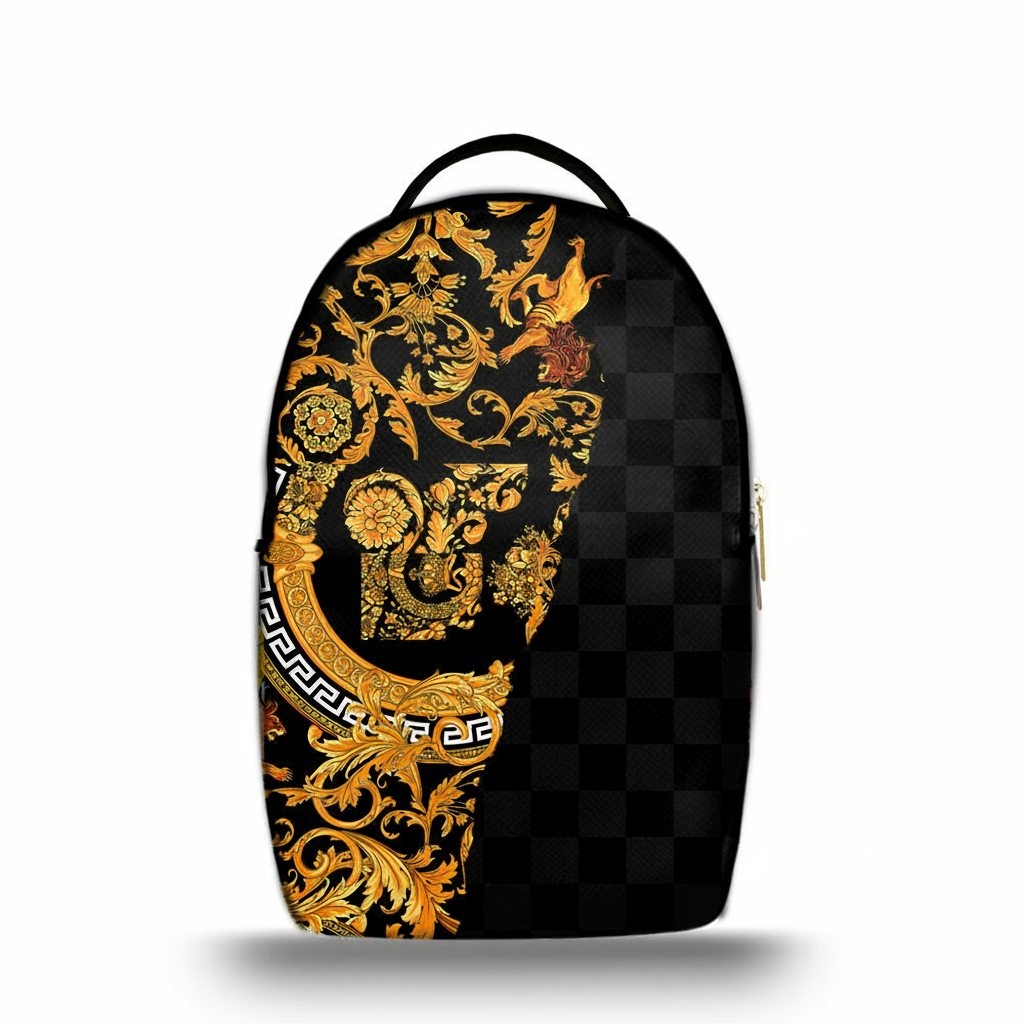 Zaino Ermes Madinbo - Made in Italy - Unisex - Porta computer -  Zaino Scuolta - Zaino Lavoro - Grafica Barocco Leone