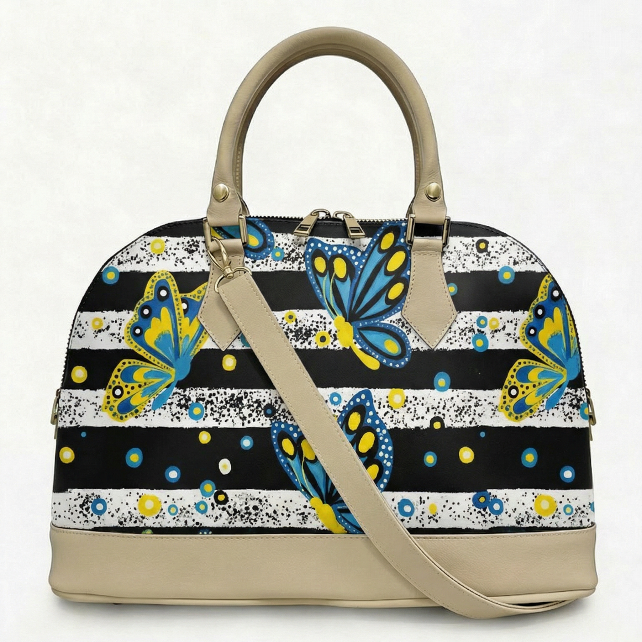 Borsa Alisya Madinbo - Made in Italy - CON GRAFICA FARFALLE STRISCE
