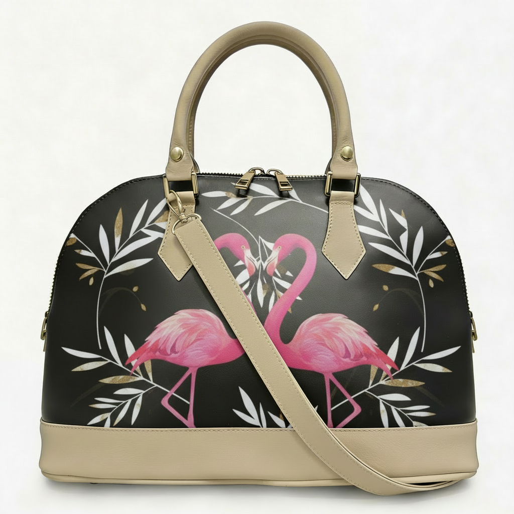 Borsa Alisya Madinbo - Made in Italy - CON GRAFICA FENICOTTERI ROSA