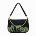 BORSA AQUA MADINBO - MADE IN ITALY - GRAFICA DOLLARI SCACCHI BLU