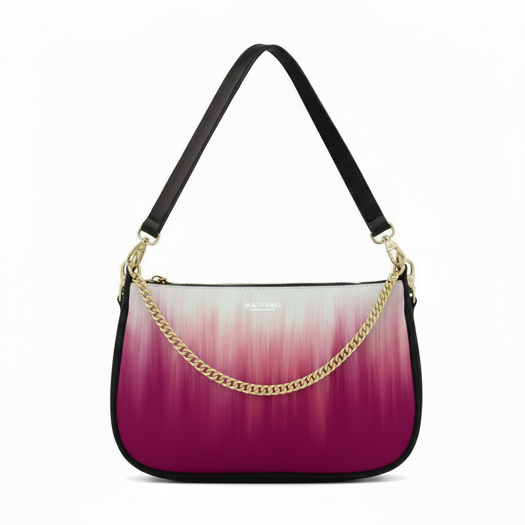 BORSA AQUA MADINBO - MADE IN ITALY - GRAFICA BIANCA E ROSA