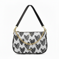BORSA AQUA MADINBO - MADE IN ITALY - GRAFICA CUORI BIANCHI E NERI