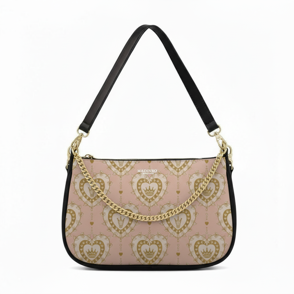 BORSA AQUA MADINBO - MADE IN ITALY - GRAFICA CUORE CORONA