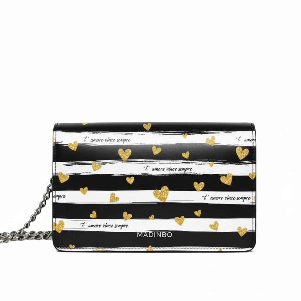 PRINCESS BAG di MADINBO - Vera Pelle - LEATHER - Made ITALY - CUORI DORATI