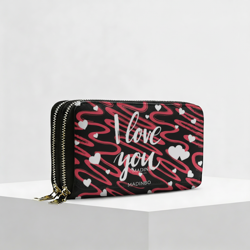 Portafogli ANGY Double di MADINBO - Wallet - I LOVE YOU CUORI
