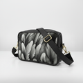 BORSA SOLE - MADE IN ITALY  - CON STAMPA PIUME BIANCHE E NERE